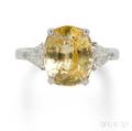 18kt White Gold Yellow Sapphire and Diamond Ring