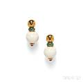 18kt Gold Porcelain Bead and Gemstone Chandra Earpendants Bulgari