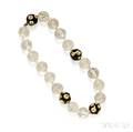 18kt Gold and Enamel and Rock Crystal Bead Lunar Necklace Nicholas Varney