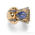 Retro 18kt Gold Sapphire and Diamond Ring