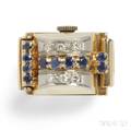 Retro 14kt Gold Sapphire and Diamond Ring Watch Trabert amp HoefferMauboussin