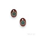 14kt Gold Jasper and Hardstone Earclips Trianon