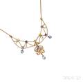 Art Nouveau 14kt Gold Gemset Necklace