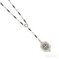Edwardian Platinum Enamel and Diamond Pendant Watch Black Starr amp Frost