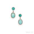 14kt White Gold Turquoise and Diamond DayNight Earpendants