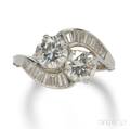 Platinum and Diamond Twinstone Ring
