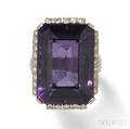 Platinum Amethyst and Diamond Ring