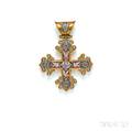 Antique 18kt Gold and Micromosaic Pendant