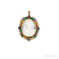 Antique Gold and Hardstone Cameo Pendant