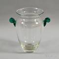 Blown Glass Vase with Green Scrolled Handles