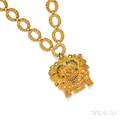 18kt Gold Gemset Pendant Necklace
