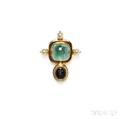 18kt Gold Emerald and Intaglio Brooch Elizabeth Gage