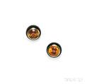 18kt Gold Citrine and Ebony Earclips