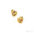24kt and 18kt Gold Gemset Earrings Janiye