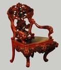 147 UNUSUAL RED LACQUERED  CARVED WOOD ARM CHAIR