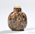 Flattened Oviform Puddingstone Snuff Bottle
