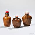 Three AmberAmber Resin Snuff Bottles