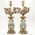 1150 PR OF ROSE MEDALLION 5 LIGHT CANDELABRAS