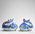Pair of Blow fishshaped Imari Tureens