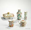 Five Export Enameled Porcelain Items