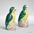 Pair of Export Ceramic Parrots