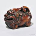 Wood Netsuke Carving of a Lion