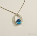 14kt White Gold Diamond and Blue Topaz Pendant