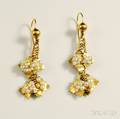 14kt Gold and Pearl Antique Earpendants
