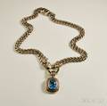 David Yurman Sterling Silver Diamond and Blue Topaz Necklace