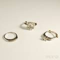 Three 14kt White Gold and Diamond Rings