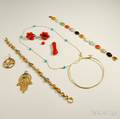 Group of Gold Coral and Hardstone Jewelry