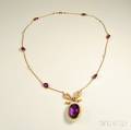 14kt Gold Amethyst and Pearl Necklace