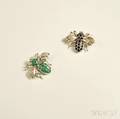 Two 14kt White Gold Diamond and Gemstone Insect Brooches