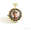 14kt Gold Enamel and Diamond Pair Case Monnier Pocket Watch
