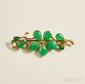 14kt Yellow Gold and Jade Pin