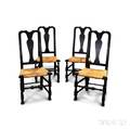 Set of Four Blackpainted Queen Annestyle Chairs