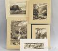 Attributed to John Moran American 18311903 Five En Grisaille Watercolor Landscapes Coast of Tasmania