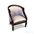 Empirestyle Carved Mahogany Upholstered Bergere