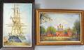 Richard Gordon Packer American 19161998 Two Framed Paintings Old Ironsides