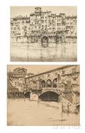 Ernest David Roth American 18791964 Two Views of Florence Ponte Vecchio  Florence
