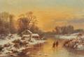 Attributed to Joseph Morviller American 18001870 Skaters at Sunset Medfield