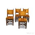 Set of Four Jacobeanstyle Upholstered and Carved Fruitwood Side Chairs