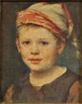 American School 19th Century Style Boy in Stocking Cap