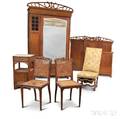 Belgian Art Nouveau Carved Oak Bedroom Set