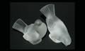 1329 Two Lalique France Crystal Songbirds with Frosted
