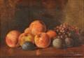 Benjamin Champney American 18171907 Still Life with Peaches Grapes and Plums