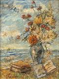 David Burliuk AmericanUkrainian 18821967 Bouquet Book and Sea