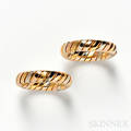 Pair of 18kt Tricolor Gold Tubogas Bands Bulgari