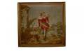 233 Antique Wood Framed Tapestry with Scene