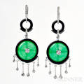 18kt White Gold Jade and Diamond Earpendants